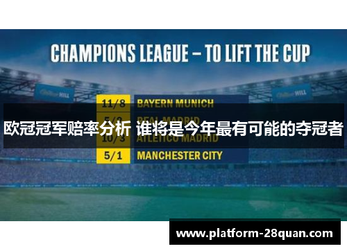 欧冠冠军赔率分析 谁将是今年最有可能的夺冠者