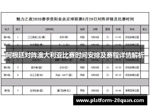 阿根廷对阵澳大利亚比赛时间安排及赛程详情解析 阿根廷对阵澳大利亚比赛时间安排及赛程详情解析